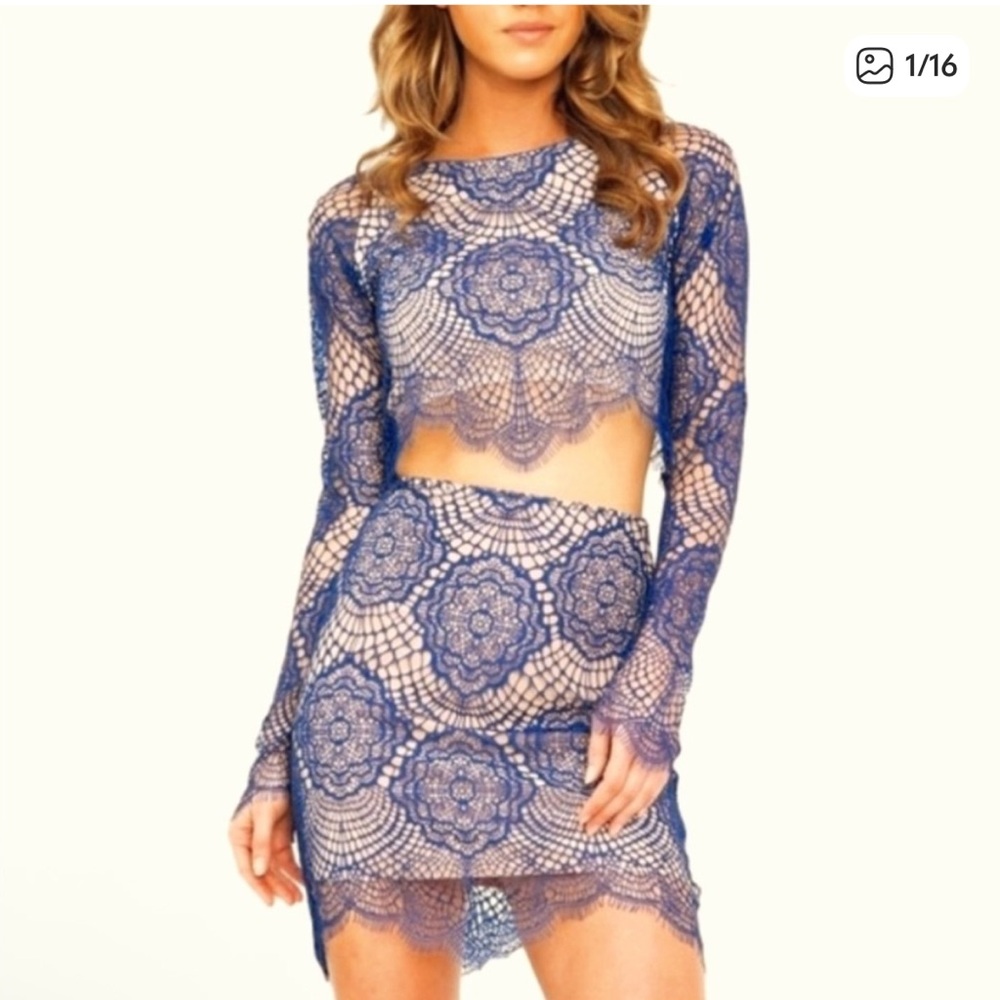 For Love & Lemons matching grace top and skirt.